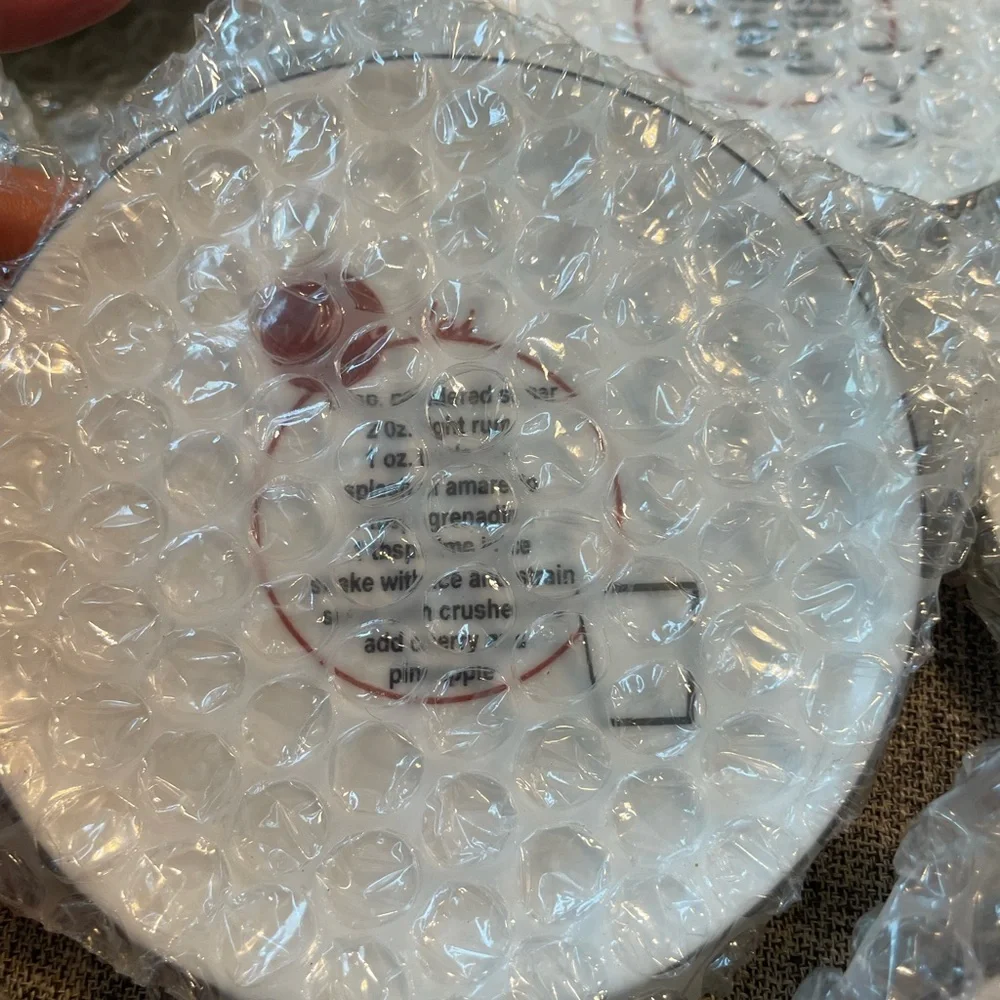 Potterybarn Retro Bar porcelain Mini plates Coaster barware w Cocktail Recipes